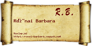 Rónai Barbara névjegykártya