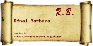 Rónai Barbara névjegykártya